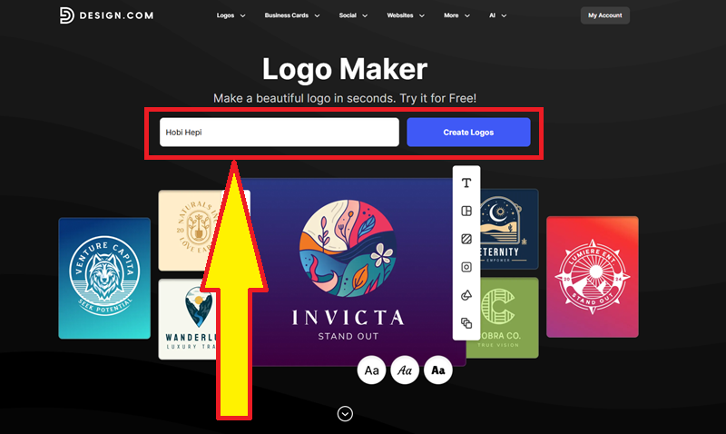 Design.com - cara buat logo huruf 1