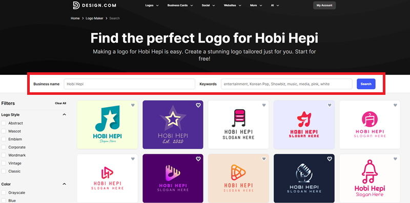 Design.com - cara buat logo huruf 2