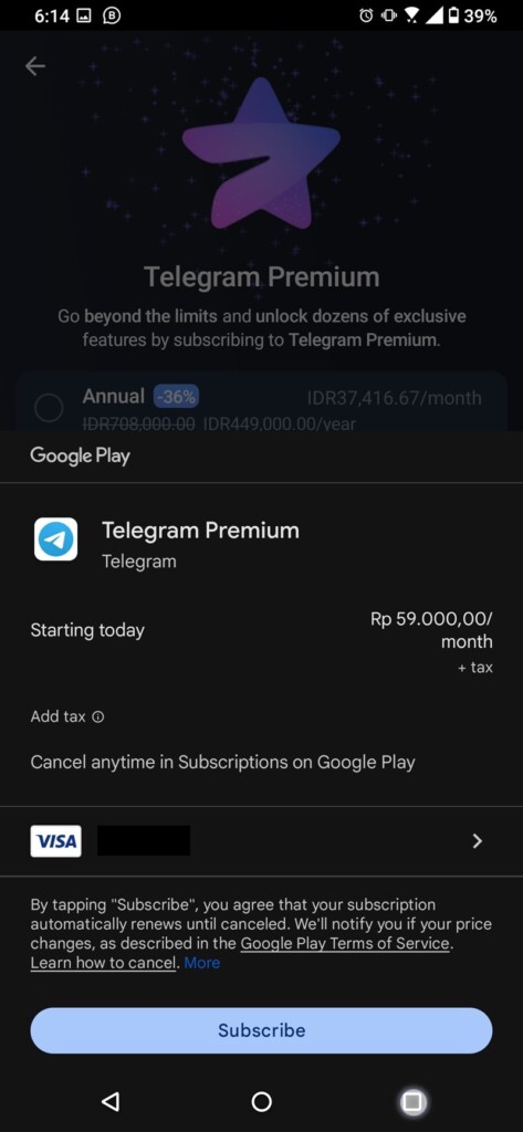 Cara Berlangganan Telegram Premium 4