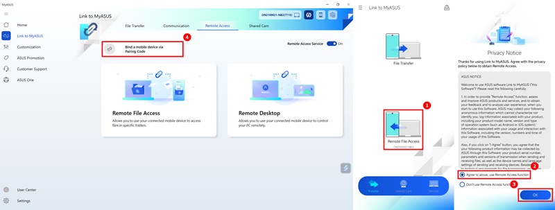 link to myasus Remote Access