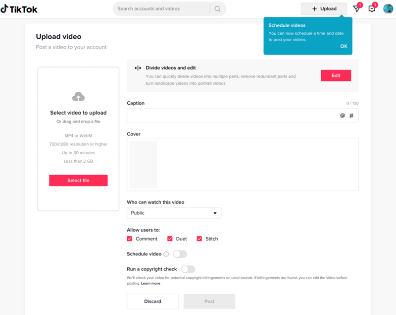 Cara Schedule TikTok Lewat TikTok Web (Desktop)