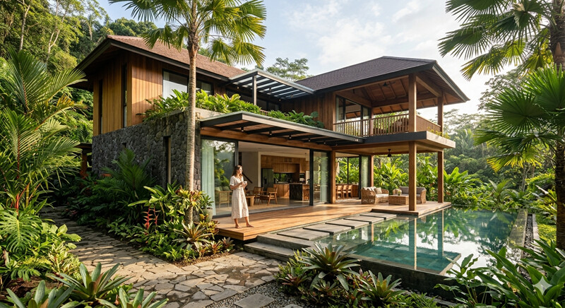 Prompt AI untuk Desain Rumah Tropis Modern